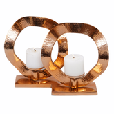 Sleek elegant design round hammered 2 T lite votive holder candle stand