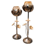 Elegant antique finish candle pillar holder stand