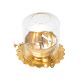 Brass Akhand Diya and oil lantern with glass shield to protect the Diya to burn continously