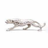 Handcrafted walking leopard in hammered silver finish