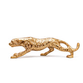 Handcrafted walking leopard in hammered gold antique finish