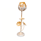 Elegant white gold finish candle pillar holder stand