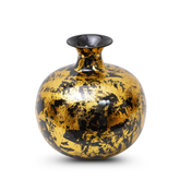 Black gold crakle finish flower vase