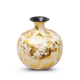 Iron white crakle gold finish flower vase