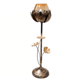 Elegant antique finish candle pillar holder stand