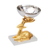 Nut Bowl reindeer with metal base in gold finish