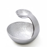 Exquisite hand painted ivory Chip n Dip platter with silver finsih.