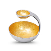 Exquisite hand painted Copper Chip n Dip platter with silver finsih.