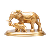 Mother and child elephant in gold finish