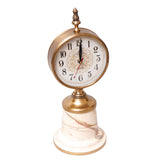 White marble clock in gold finish with sturdy base