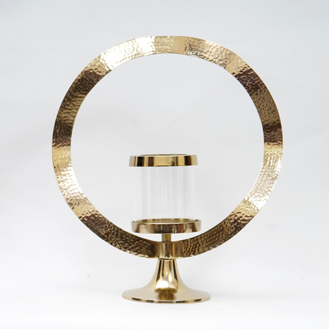 Sleek elegant design round hammered TlIte votive candle stand