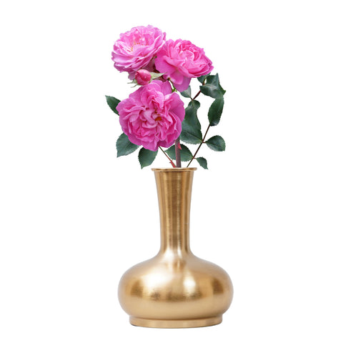 Smooth brass finish light weight surai shape flower vase.