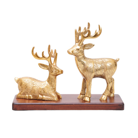 Pair of Deer over a sturday wooden base
