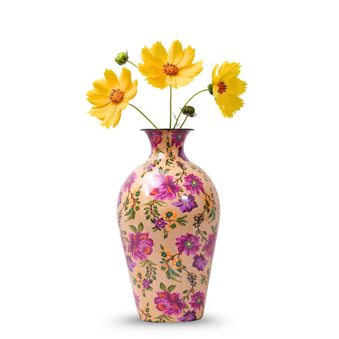 Unique piece of  vase with beautiful hand paited floral pink colour