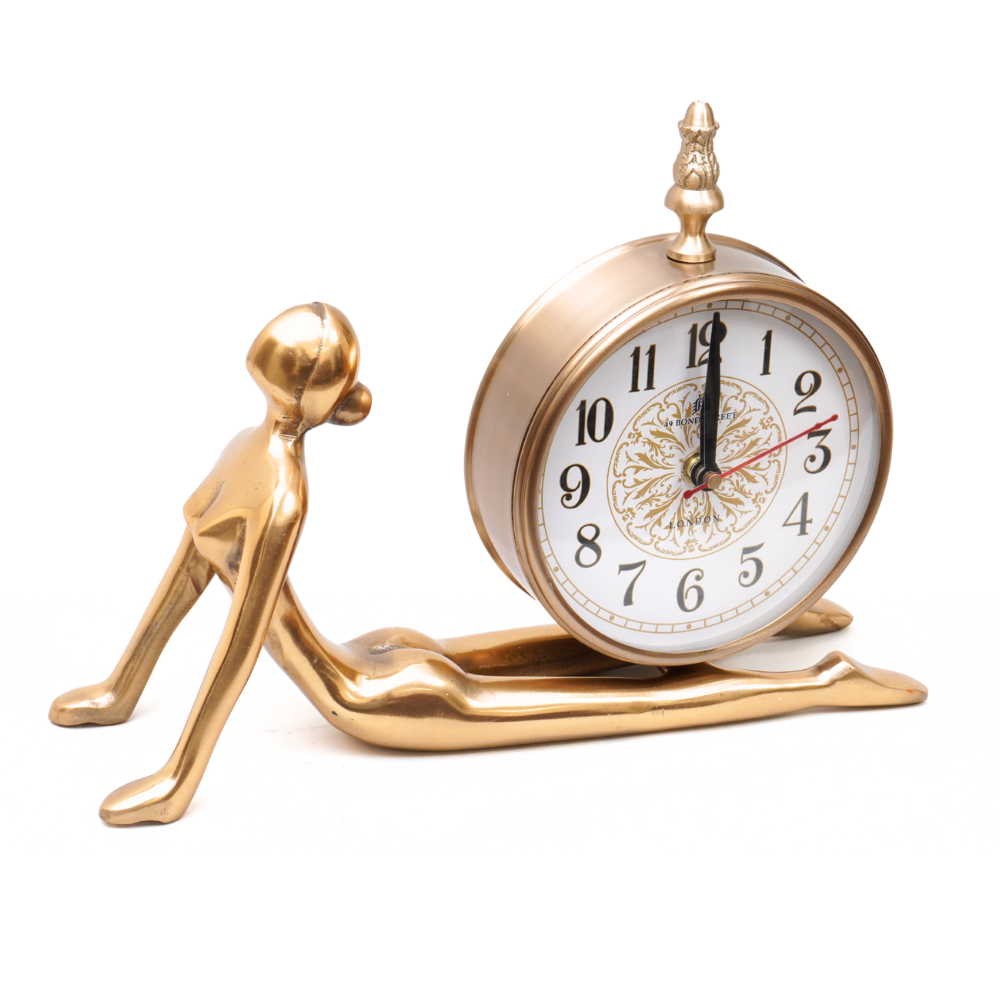 Gold Yoga posture table clock