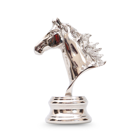 Silver finish show piece horse head