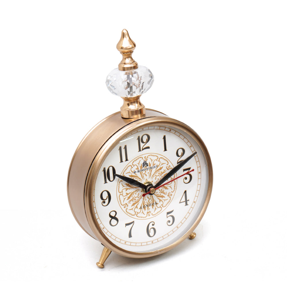 Brass finish table clock a abeutiful acryllic crystal on top