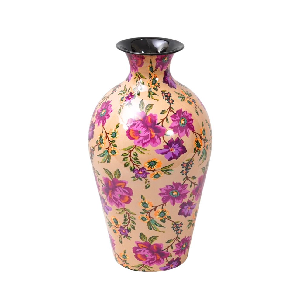 Unique piece of  vase with beautiful hand paited floral pink colour
