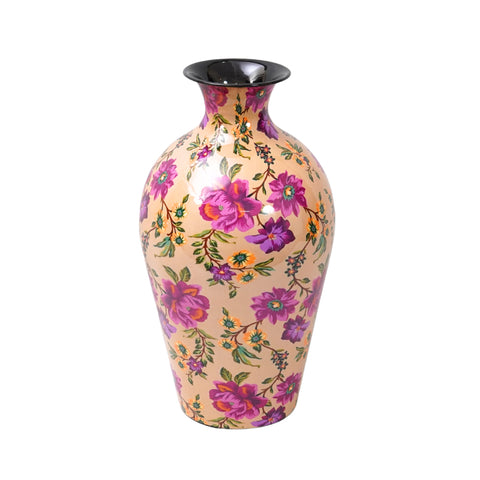 Unique piece of  vase with beautiful hand paited floral pink colour