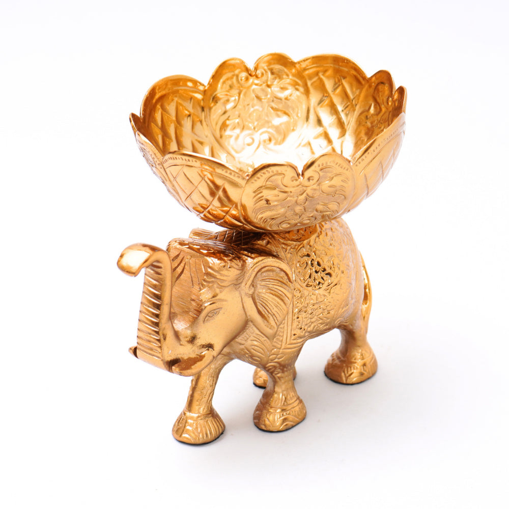 Nut bowl elephant in copper finish
