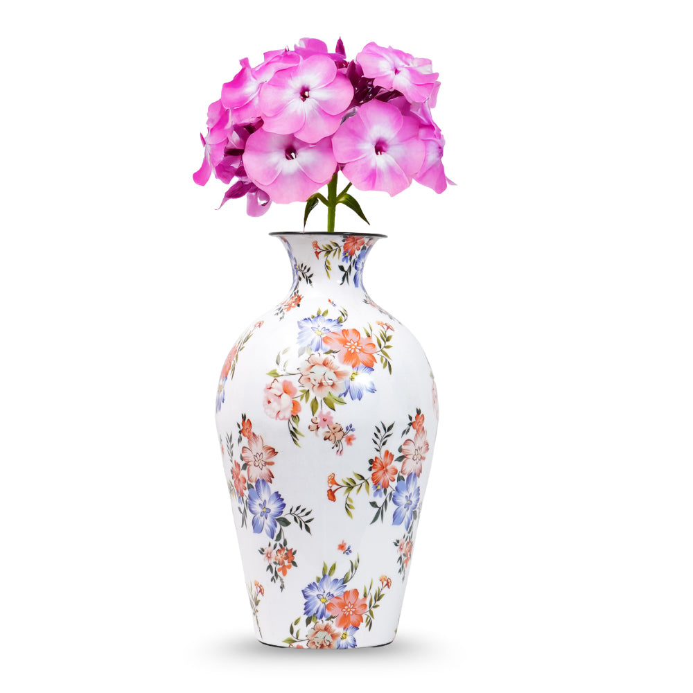 Unique piece of  vase with beautiful hand paited multicolour floral finish
