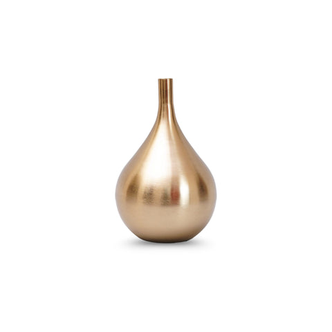 Smooth brass finish light weight flower vase with narrow mouth