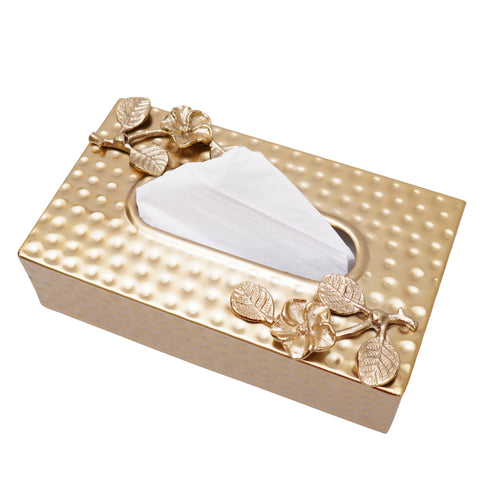 Metal copper tissue box with hammered look