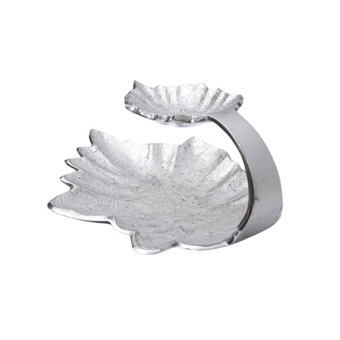 Exquisite hand painted ivory Chip n Dip platter with silver finsih.
