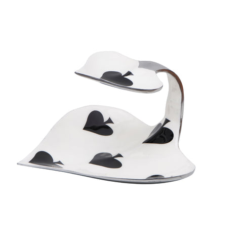 Exquisite hand painted ivory Chip n Dip platter with silver finsih.