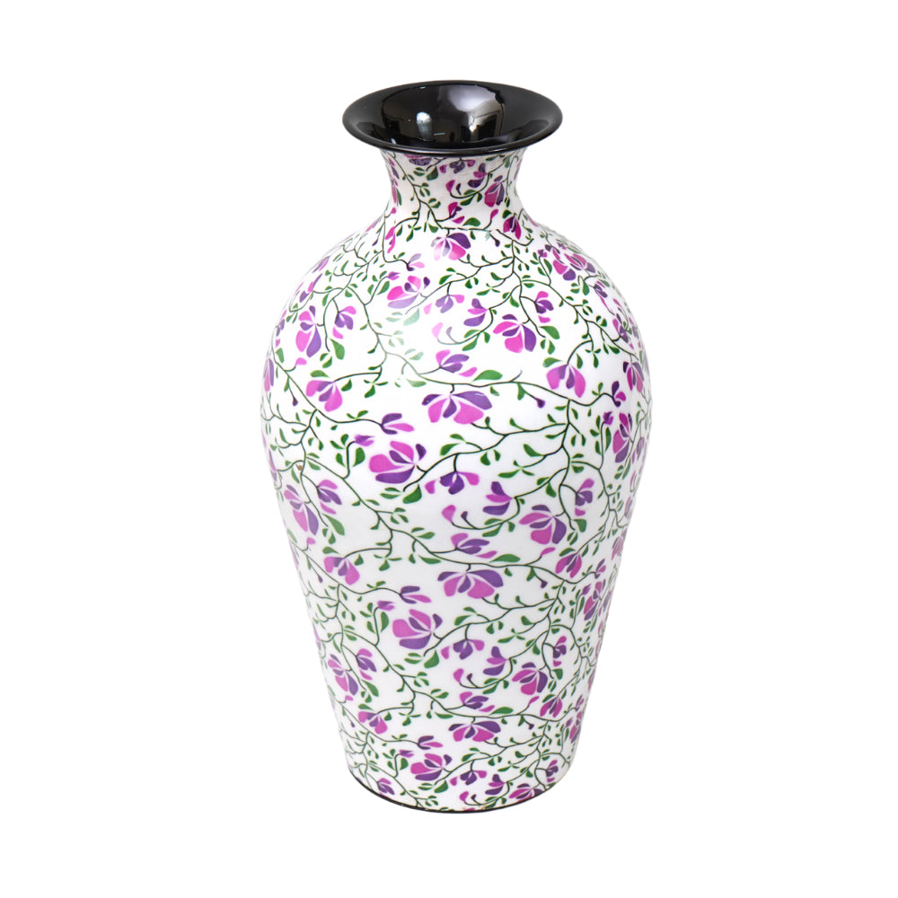 Unique piece of  vase with beautiful hand paited multicolour floral finish