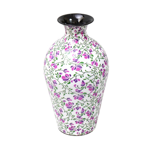 Unique piece of  vase with beautiful hand paited multicolour floral finish