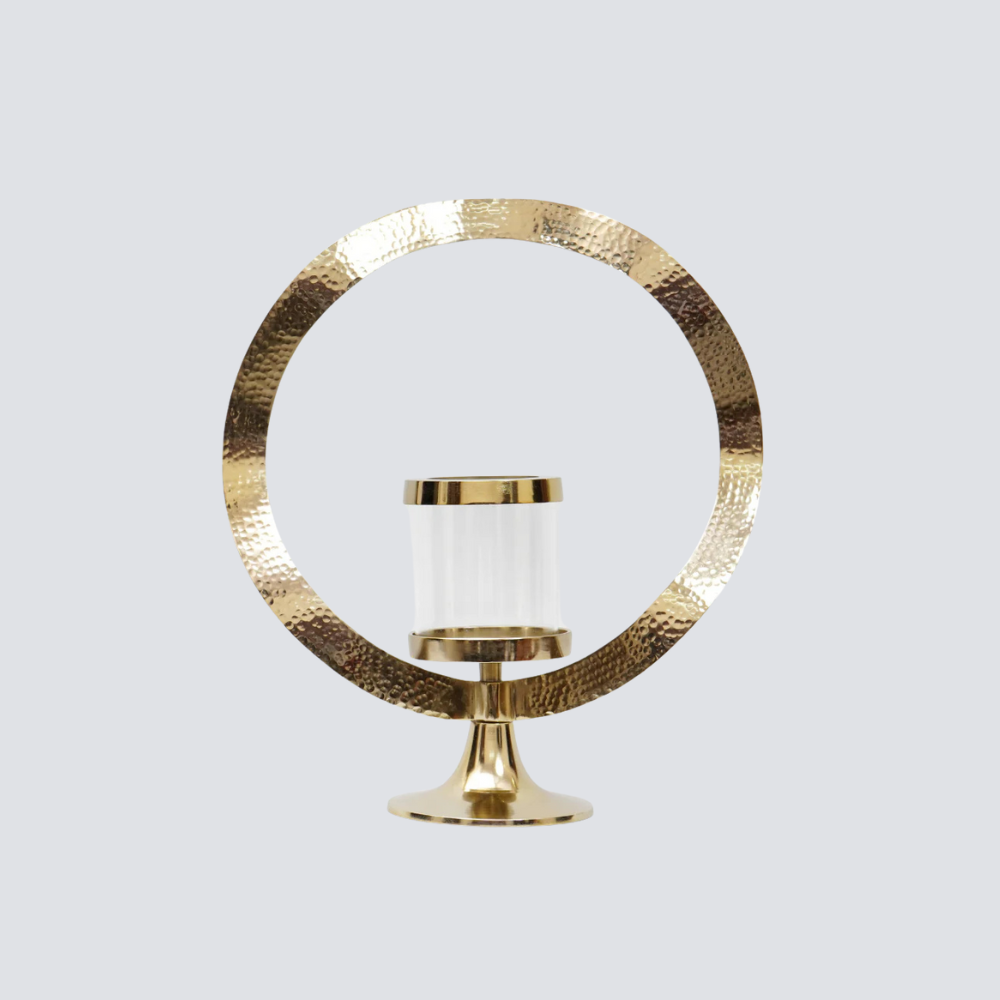 Sleek elegant design round hammered TlIte votive candle stand